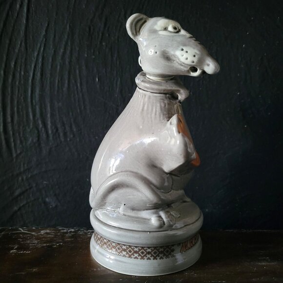 Vtg Empty Porcelain Mouse/ Rat & Cheese Statuette Decanter From Minsk Belarus - Picture 6 of 11